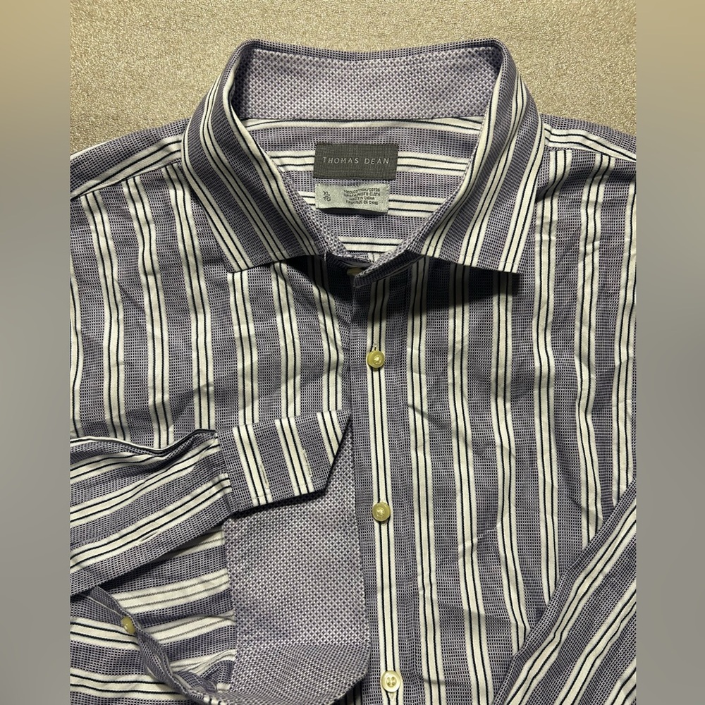 Thomas dean XL striped shirt with cuff and collar art